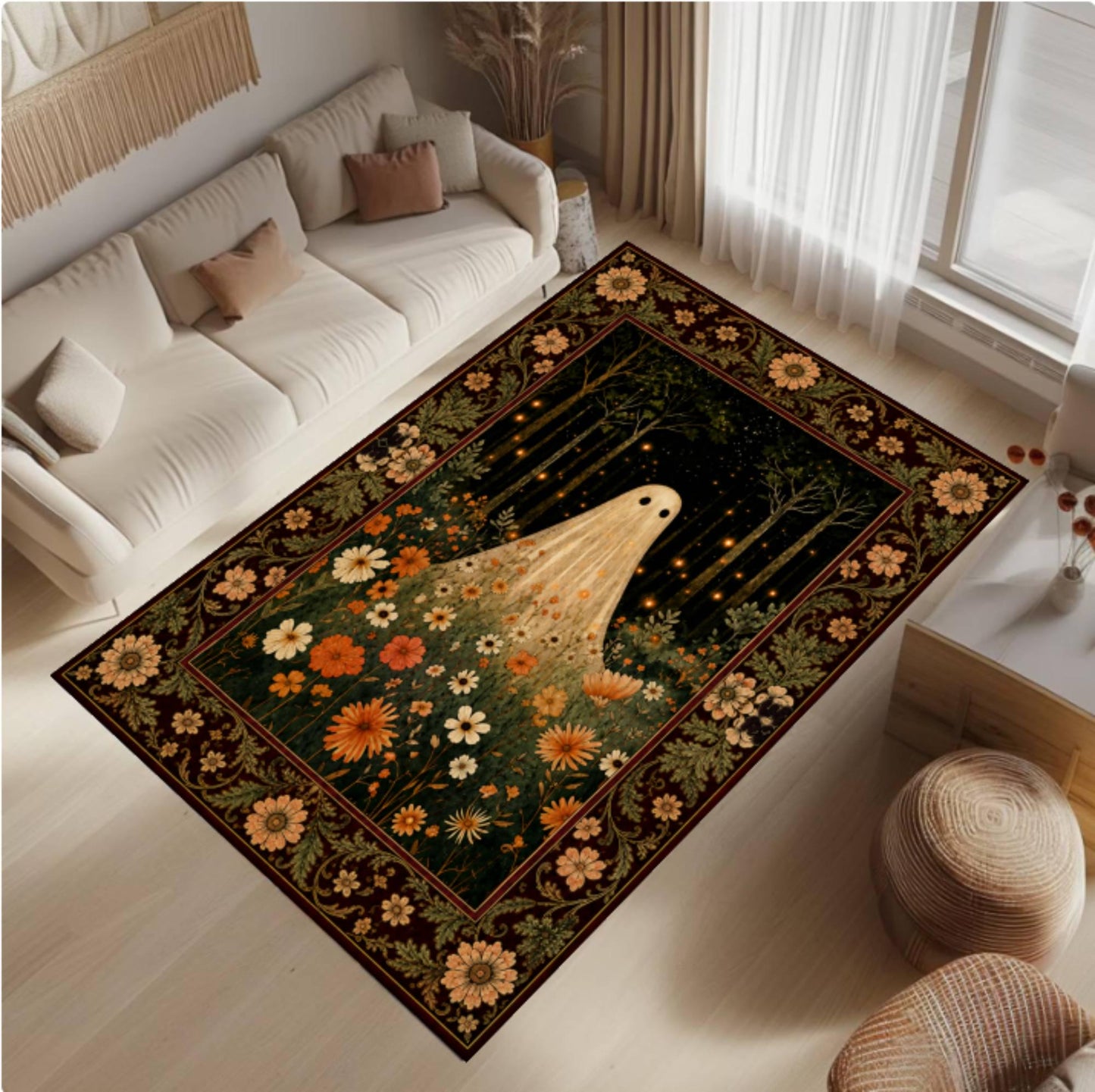 Gothic Halloween Spooky Area Rug Washable Non-Slip