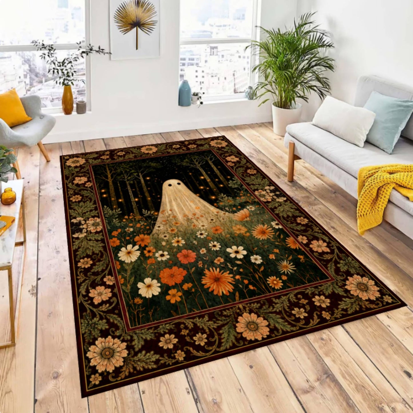 Gothic Halloween Spooky Area Rug Washable Non-Slip