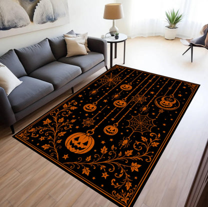 Gothic Halloween Pumpkin Spooky Witchy Autumn Decor Rug