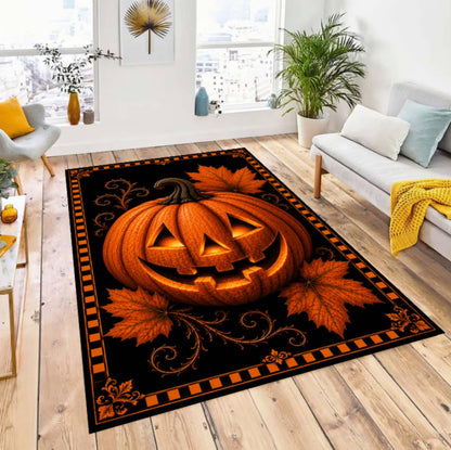 Halloween Pumpkin Jack-o'-lantern Rug Washable Non-slip Rug