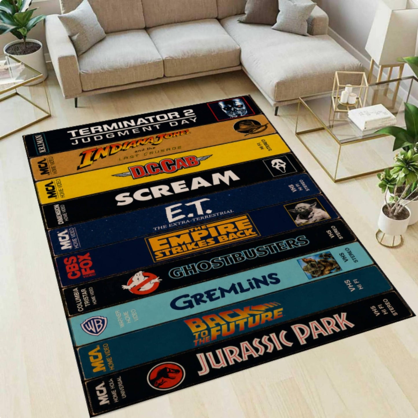 Retro 80s 90s VHS Movie Tape Area Rug – Film Collection Cinema Room