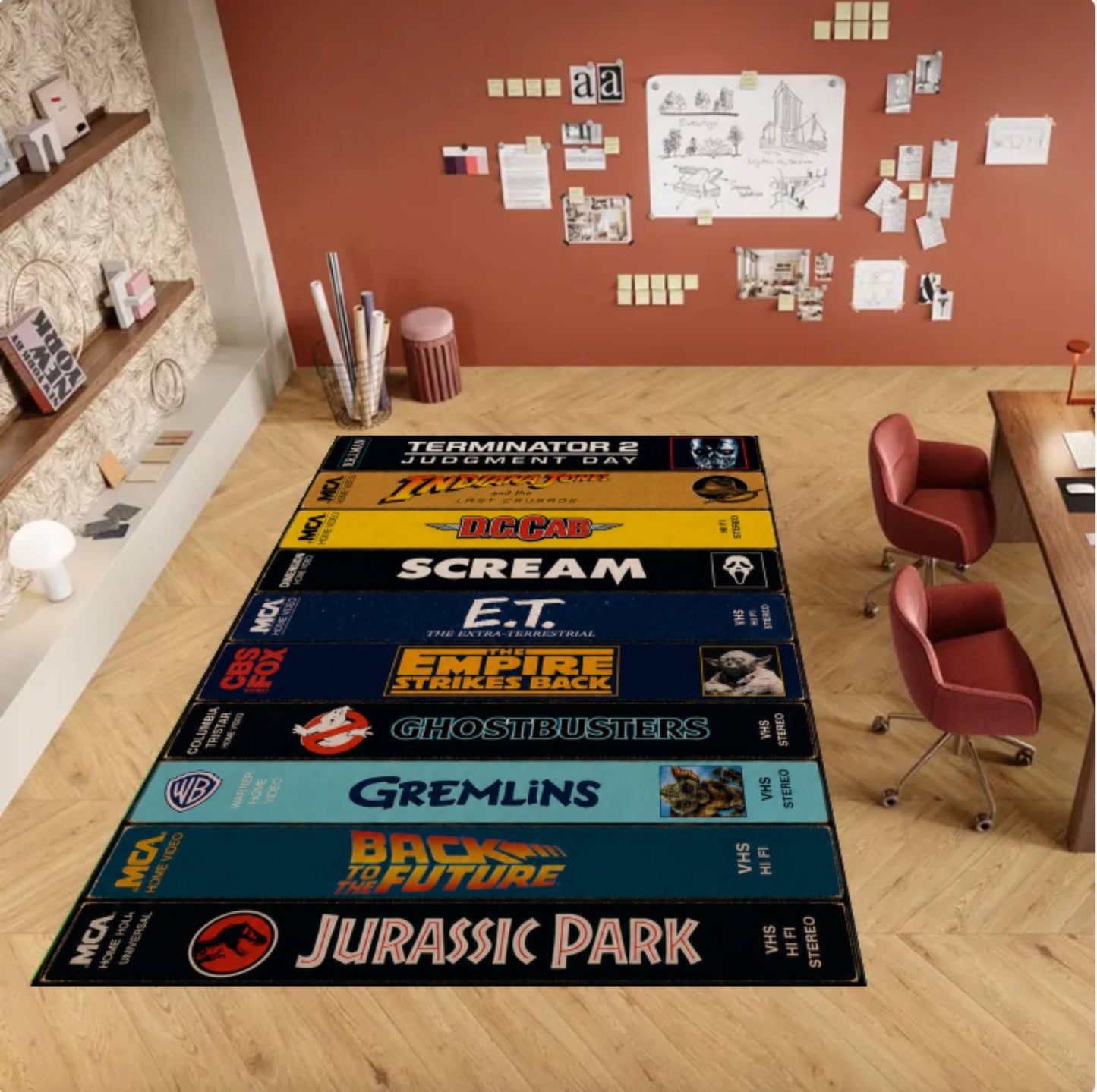Retro 80s 90s VHS Movie Tape Area Rug – Film Collection Cinema Room