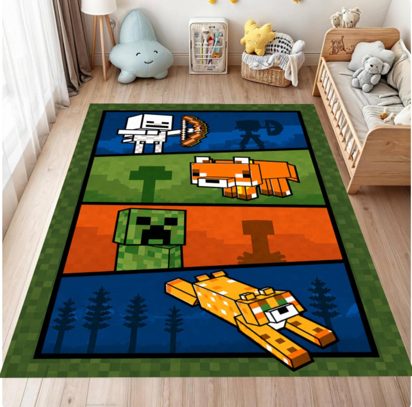 Pixel Adventure Kids Rug Play Rug in Block Style Washable
