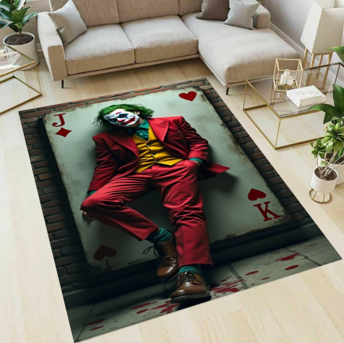 Rug with Playing Card Motif of a Dark Clown
