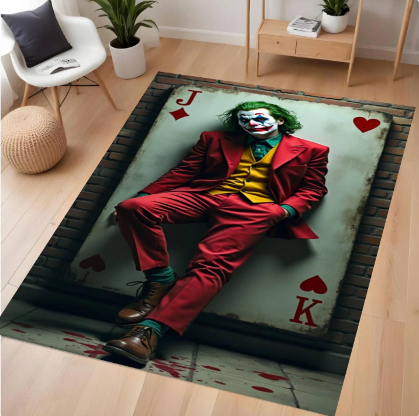 Rug with Playing Card Motif of a Dark Clown