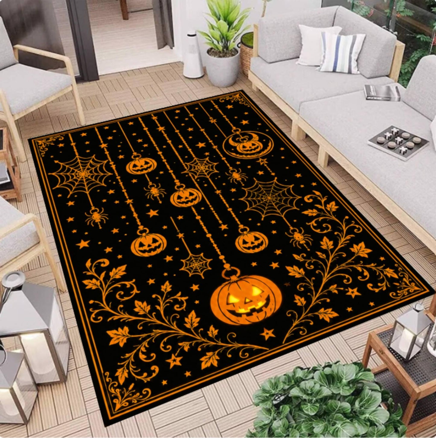 Gothic Halloween Pumpkin Rug
