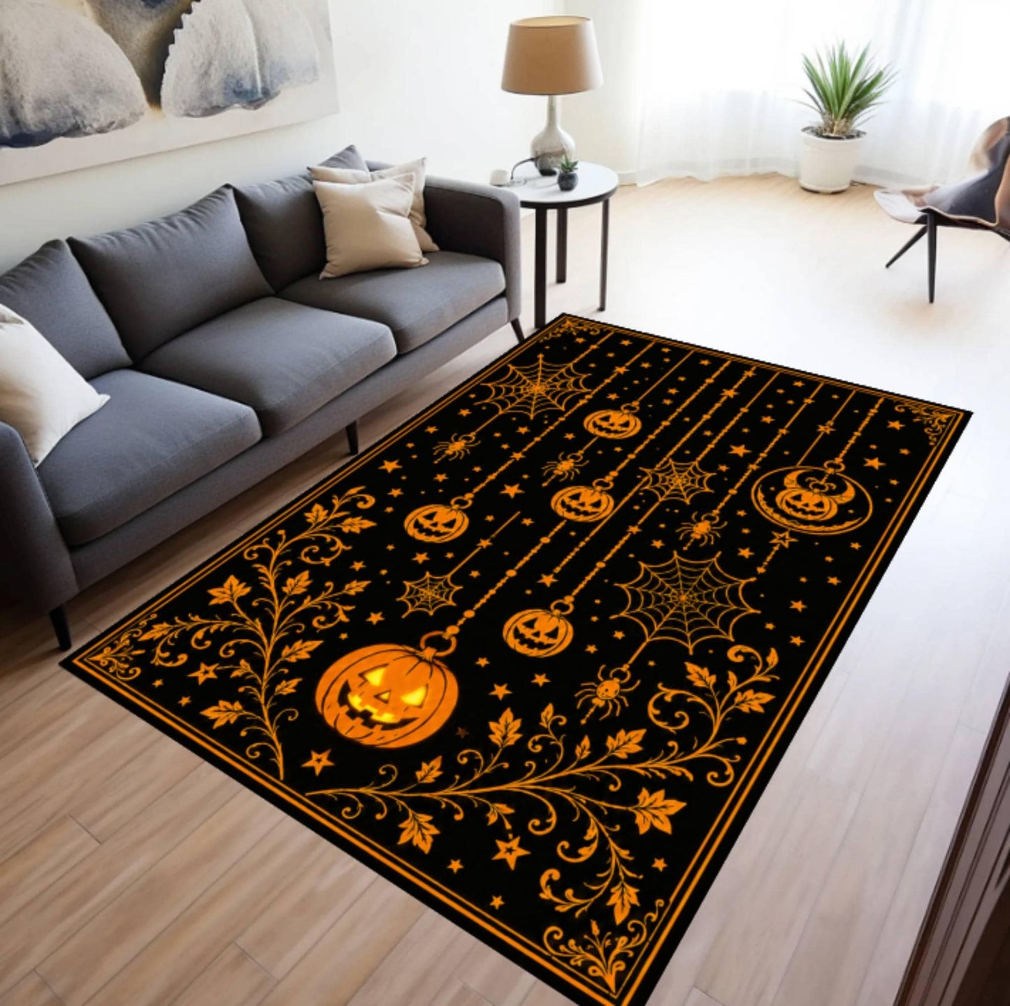 Gothic Halloween Pumpkin Rug