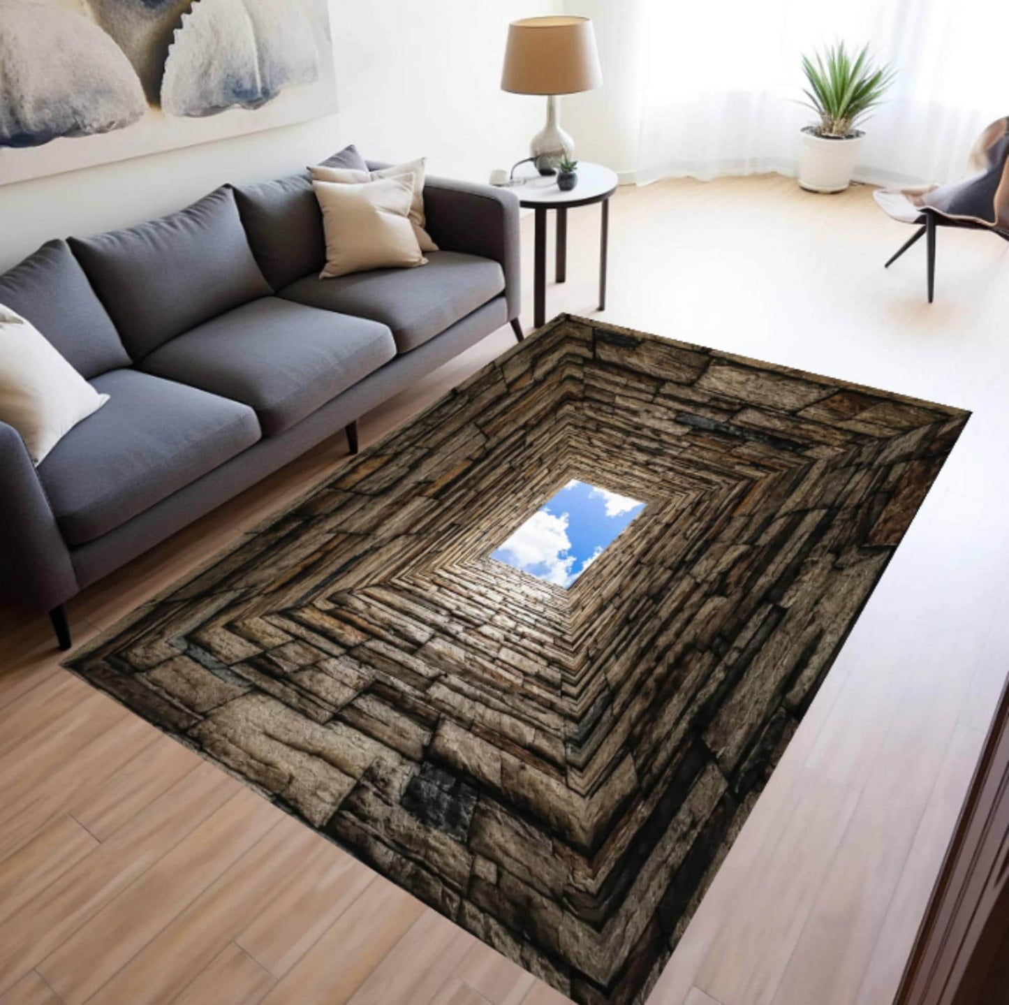 Rug with 3D Optical Illusion