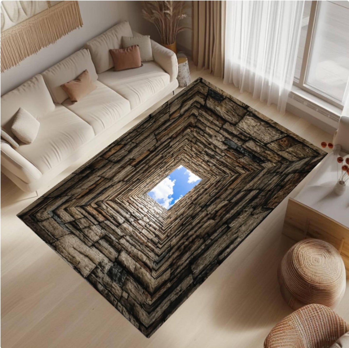 Rug with 3D Optical Illusion