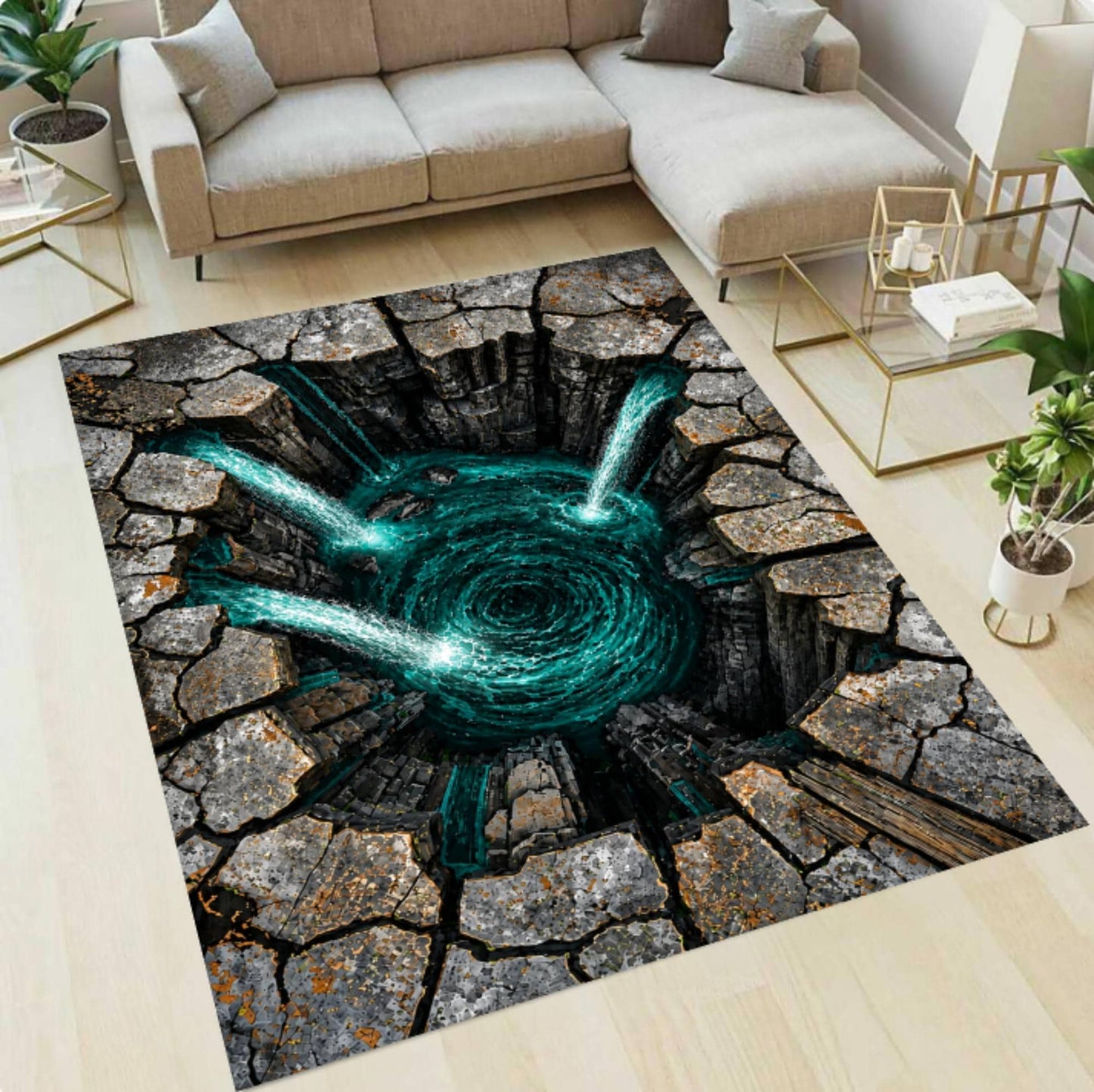 3D Waterfall Whirlpool Rug