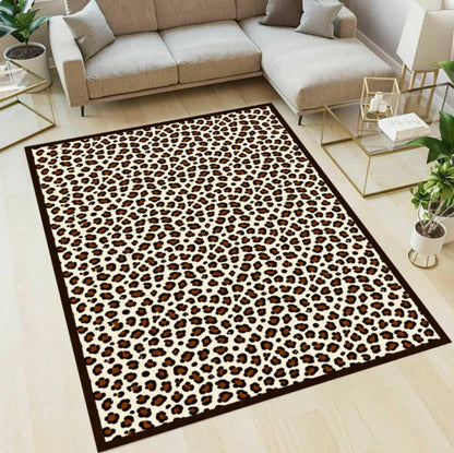 Rug with Leopard Print Washable and Non-slip Rug with Cheetahprint