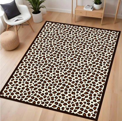Rug with Leopard Print Washable and Non-slip Rug with Cheetahprint