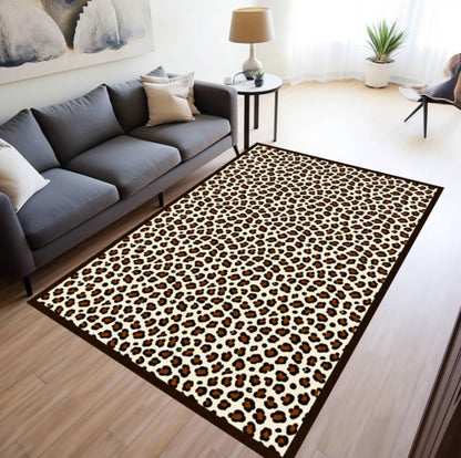 Rug with Leopard Print Washable and Non-slip Rug with Cheetahprint