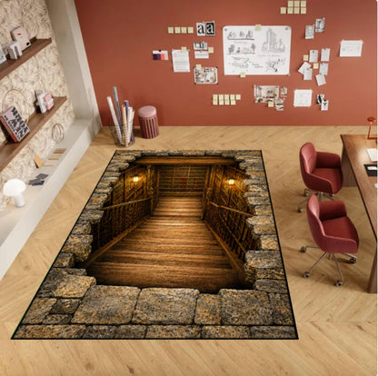 3D Hidden Library Staircase Rug