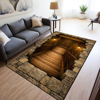 3D Hidden Library Staircase Rug