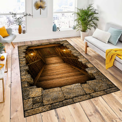 3D Hidden Library Staircase Rug