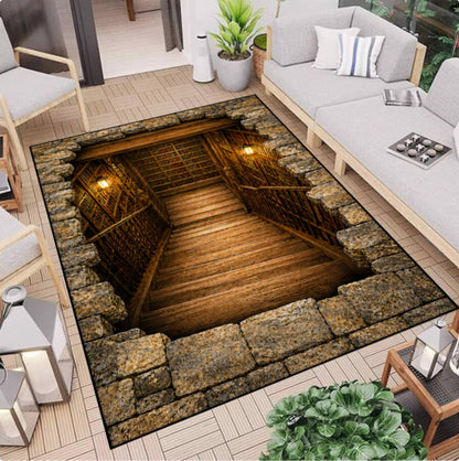 3D Hidden Library Staircase Rug