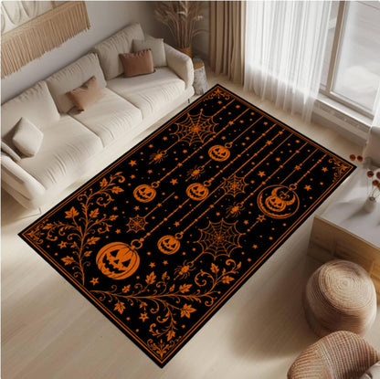 Gothic Halloween Pumpkin Spooky Witchy Autumn Decor Rug