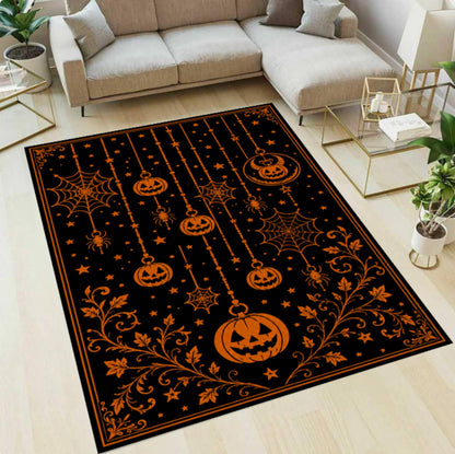 Gothic Halloween Pumpkin Spooky Witchy Autumn Decor Rug