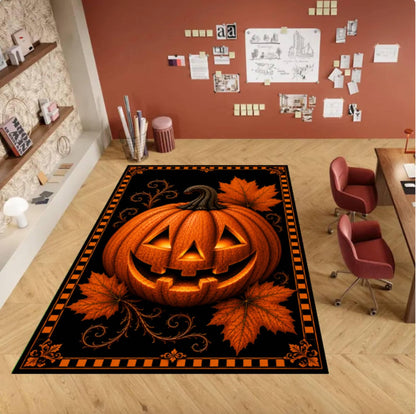 Halloween Pumpkin Jack-o'-lantern Rug Washable Non-slip Rug