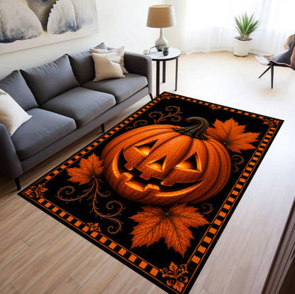Halloween Pumpkin Jack-o'-lantern Rug Washable Non-slip Rug