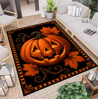 Halloween Pumpkin Jack-o'-lantern Rug Washable Non-slip Rug
