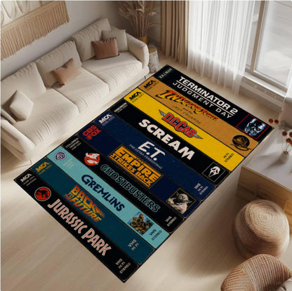 Retro 80s 90s VHS Movie Tape Area Rug – Film Collection Cinema Room