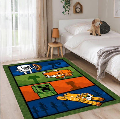 Pixel Adventure Kids Rug Play Rug in Block Style Washable