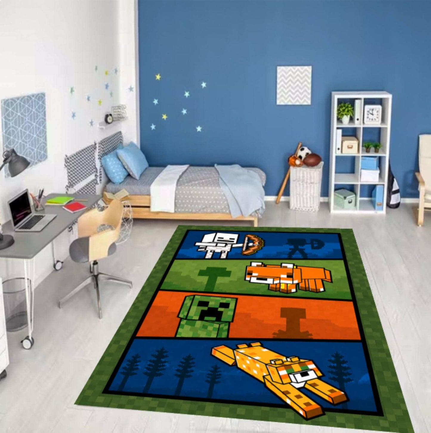 Pixel Adventure Kids Rug Play Rug in Block Style Washable