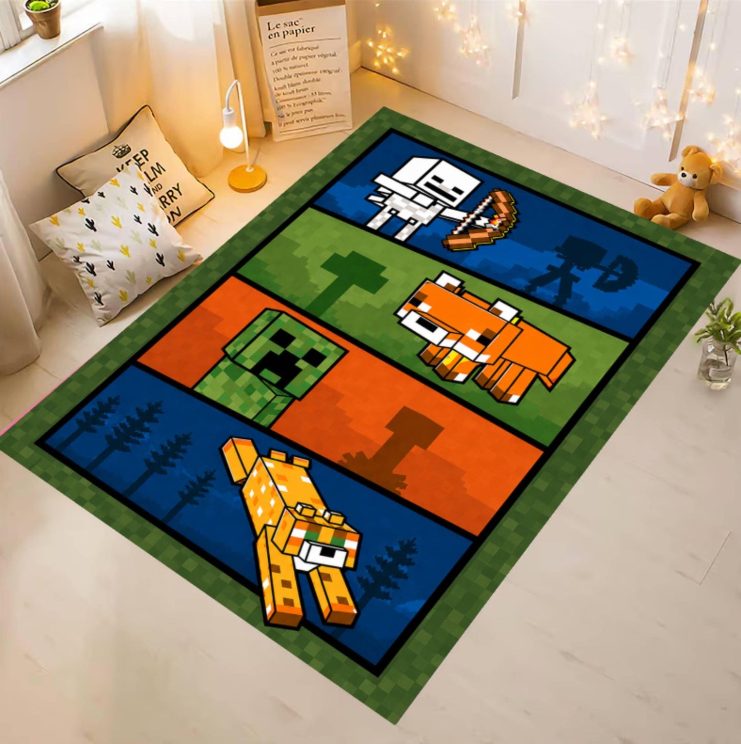 Pixel Adventure Kids Rug Play Rug in Block Style Washable
