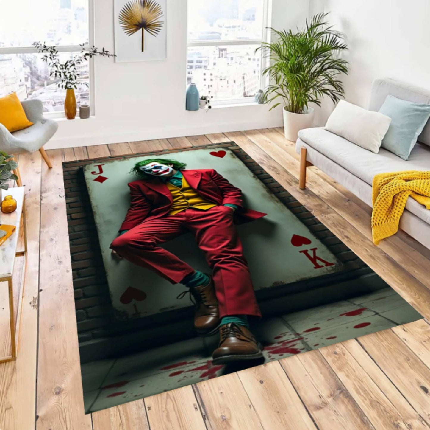 Rug with Playing Card Motif of a Dark Clown