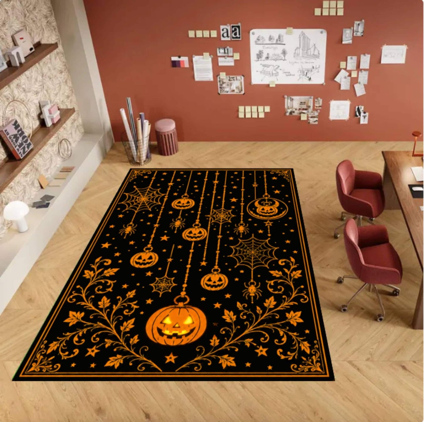 Gothic Halloween Pumpkin Rug