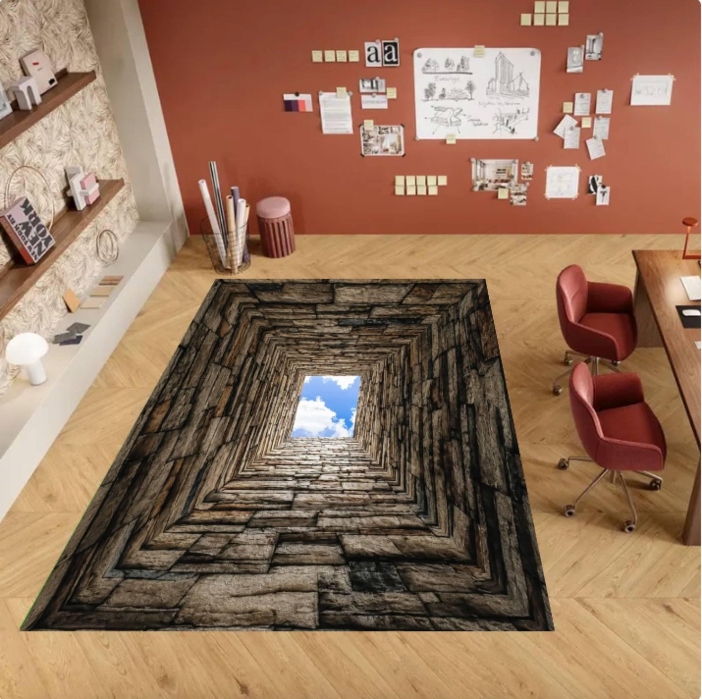 Rug with 3D Optical Illusion