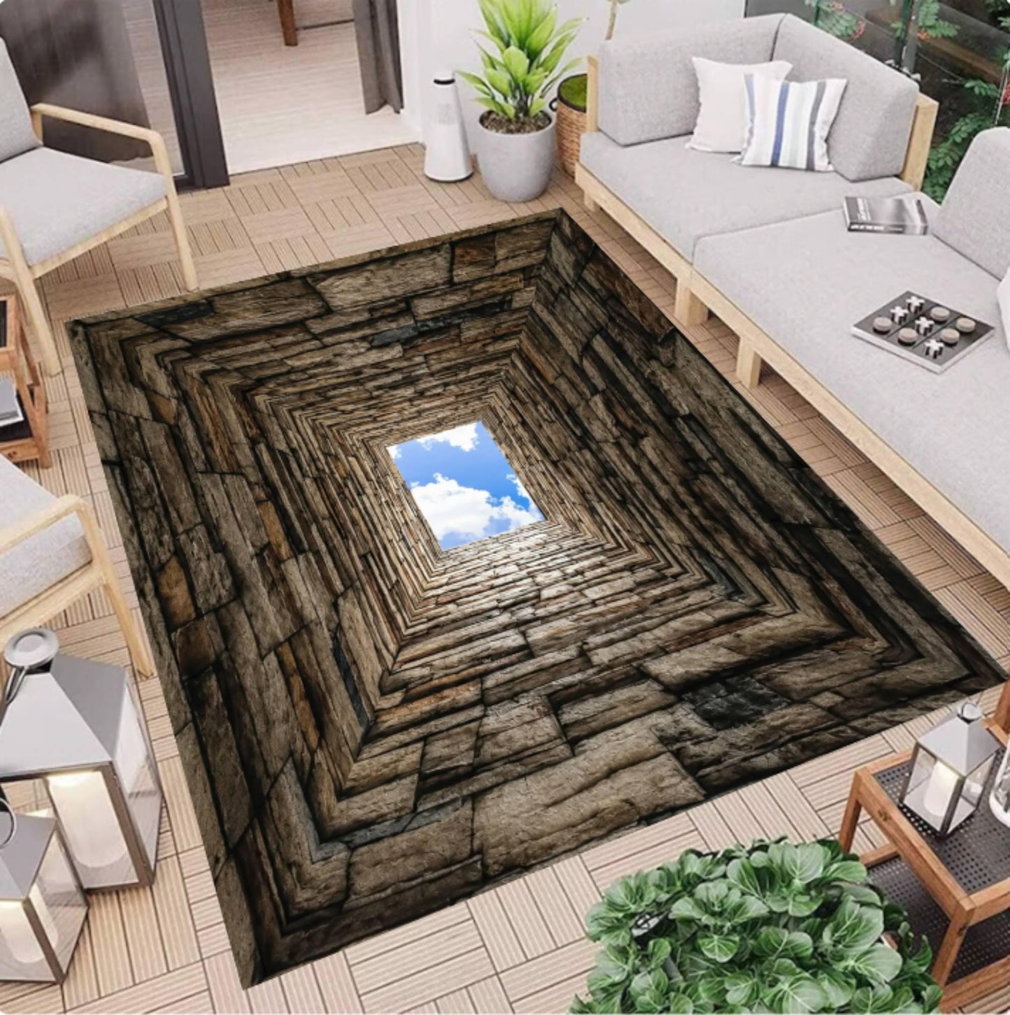Rug with 3D Optical Illusion