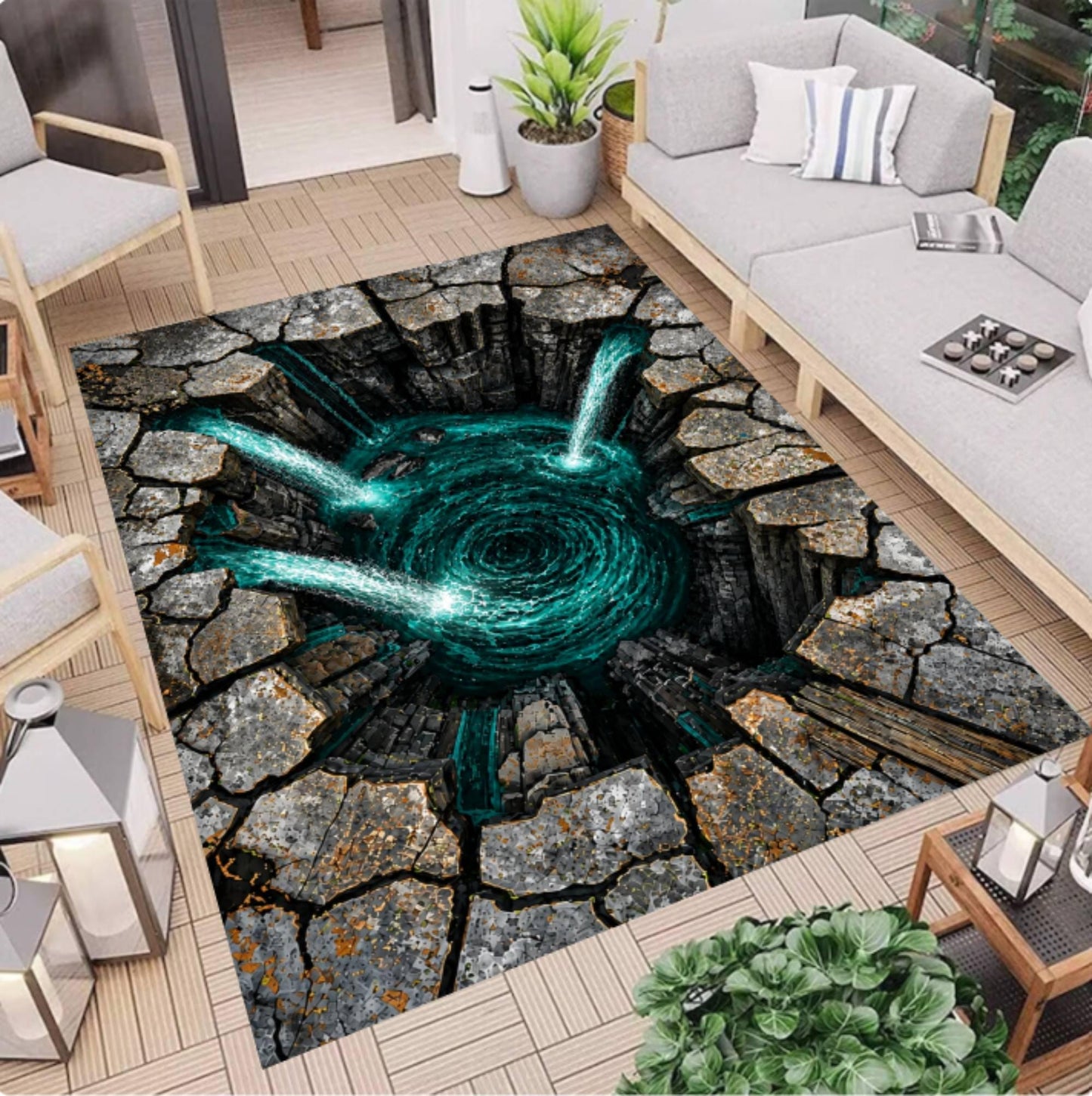 3D Waterfall Whirlpool Rug