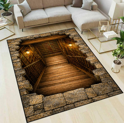 3D Hidden Library Staircase Rug