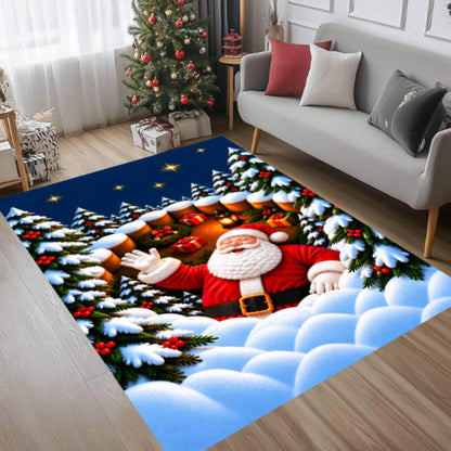 3D Santa Christmas Rug, Holiday Decor