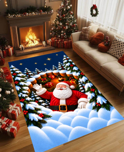 3D Santa Christmas Rug, Holiday Decor
