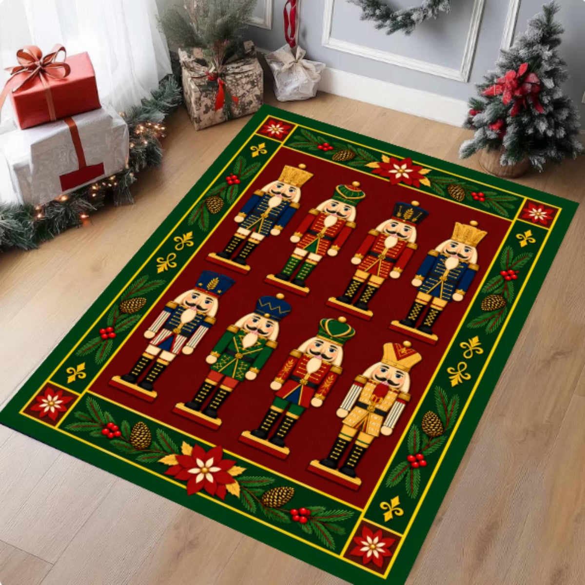 Nutcracker Christmas Rug, washable non-slip Christmas area rug