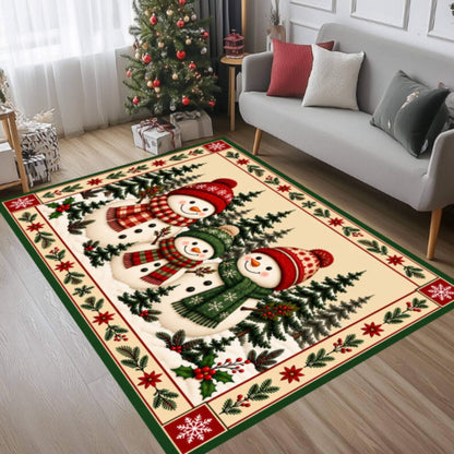 Festive Snowman Christmas Rug, Farmhouse Decor