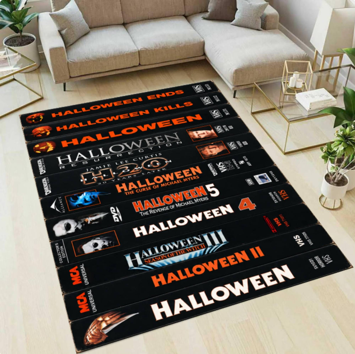 Retro Horror VHS Collection Area Rug