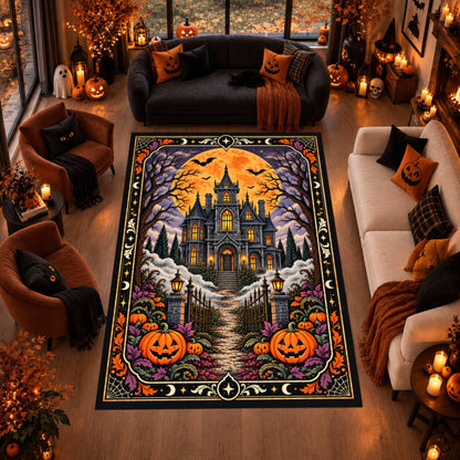 Haunted House Halloween Rug