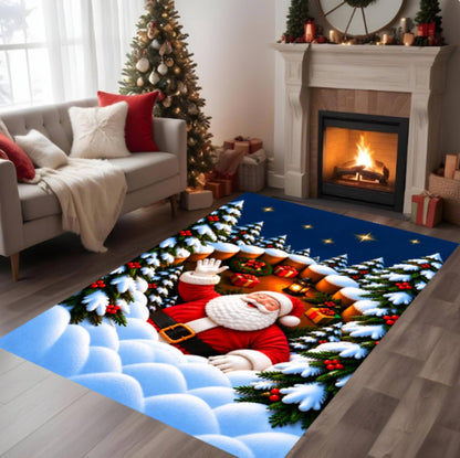3D Santa Christmas Rug, Holiday Decor