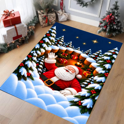 3D Santa Christmas Rug, washable non-slip Christmas area rug
