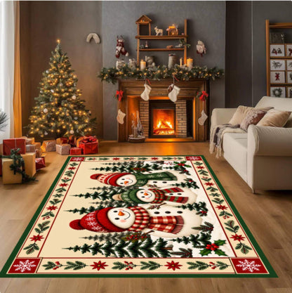 Festive Snowman Christmas Rug, Farmhouse Decor