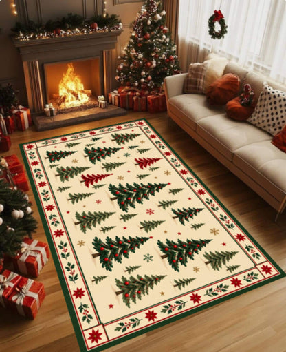 Christmas Tree Area Rug, Farmhouse Nordic Decor