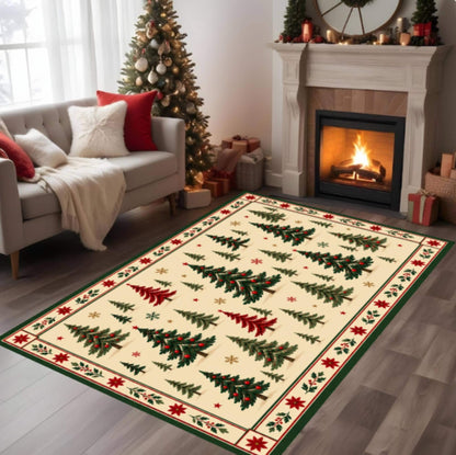 Christmas Tree Area Rug, Farmhouse Nordic Decor