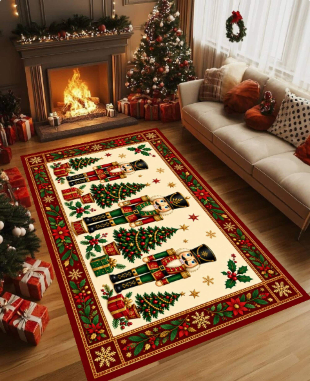 Nutcracker Christmas Rug, Traditional Holiday Decor