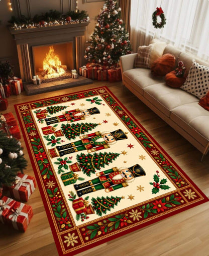 Nutcracker Christmas Rug, Traditional Holiday Decor