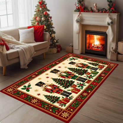 Nutcracker Christmas Rug, Traditional Holiday Decor